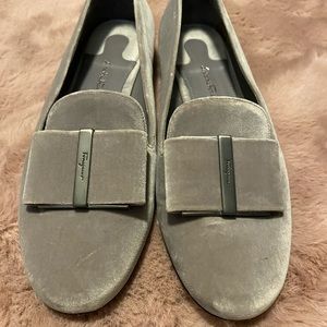 Ferragamo flats grey velvet